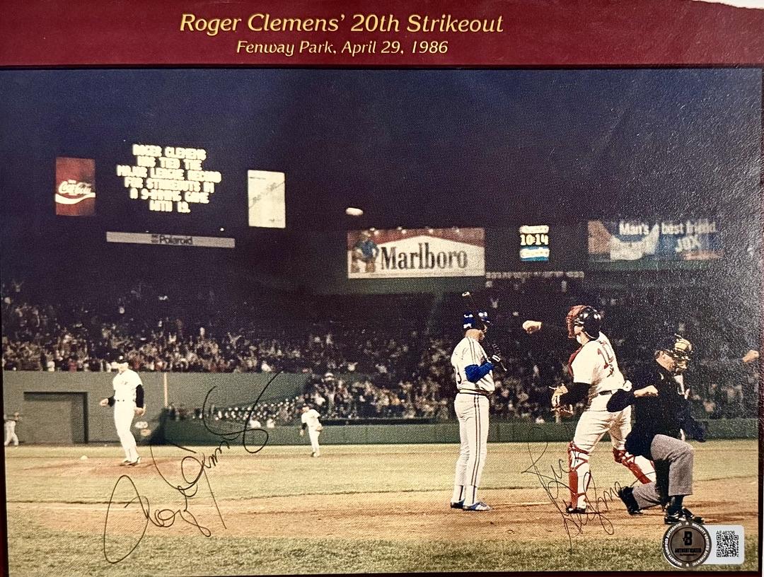 Roger Clemens and Rich Gedman signed 8x10 (magazine page) - Beckett COA w/full letter of authenticity